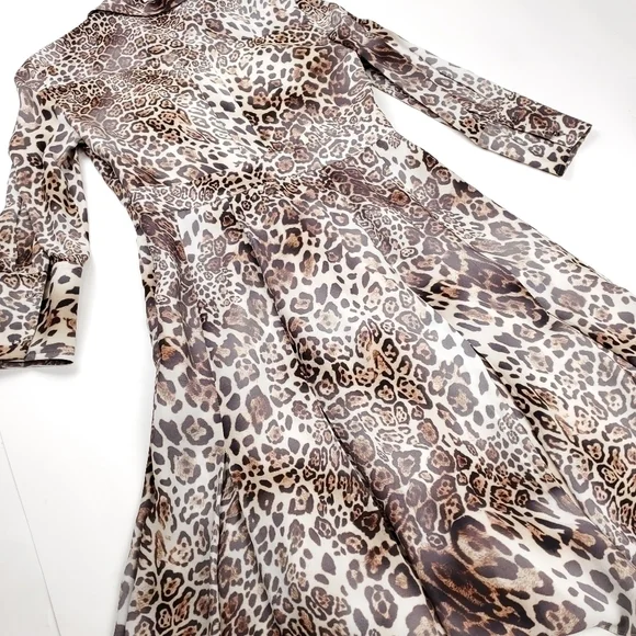 Elie Tahari Distressed Leopard Print Dress Sz 2 - Picture 9 of 16